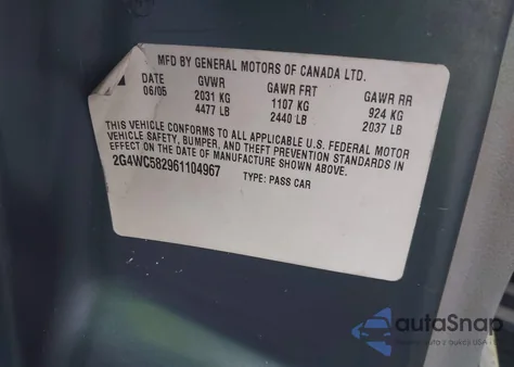 2006 Buick Lacrosse Cx из США, поврежденный, VIN 2G4WC582961104967